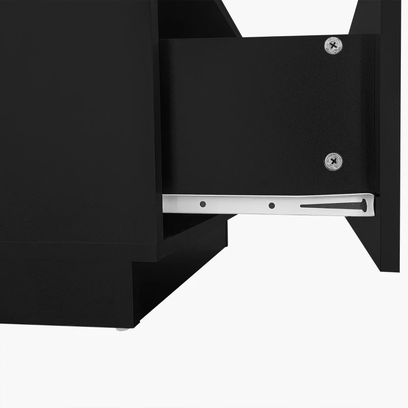 Table basse noire avec revêtement en verre, éclairage LED, contrôle par application,Noir