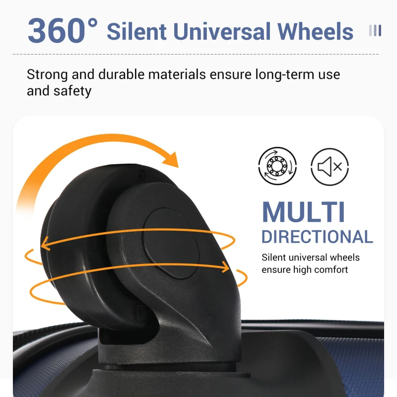 28" 4-Wheel ABS Hard Shell Travel Trolley Suitcase with Adjustable Handle, Luggage with Secure Lock, 52L × 32W × 78H cm, Deep Blue