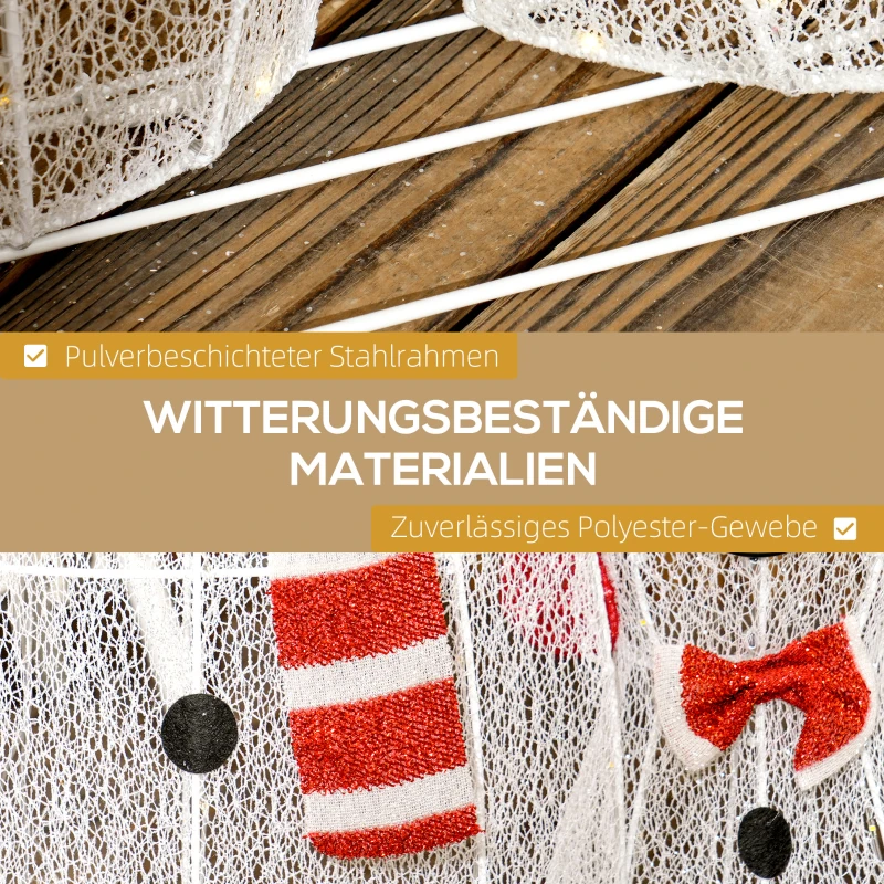 Outsunny Sneeuwmannenfamilie, 148 LEDs, Kerstverlichting, Weerbestendig, Glanzend, Wit