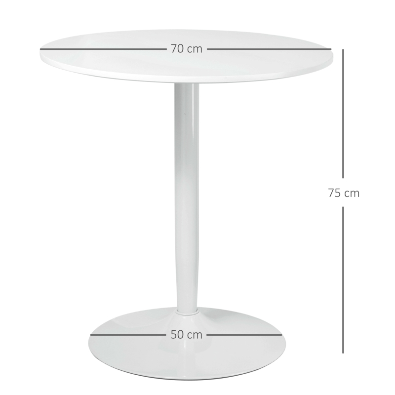 HOMCOM 75H x Φ70cm Two-Person Minimalistic Dining Table - White