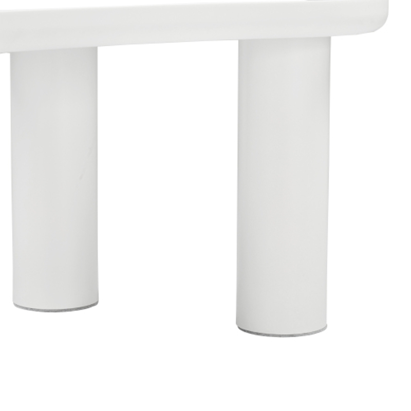 Couchtisch moderner kreativer Design 113cm Länge unregelmäßiger Knochenform MDF-Tischplatte mit Filzunterlage Weiß