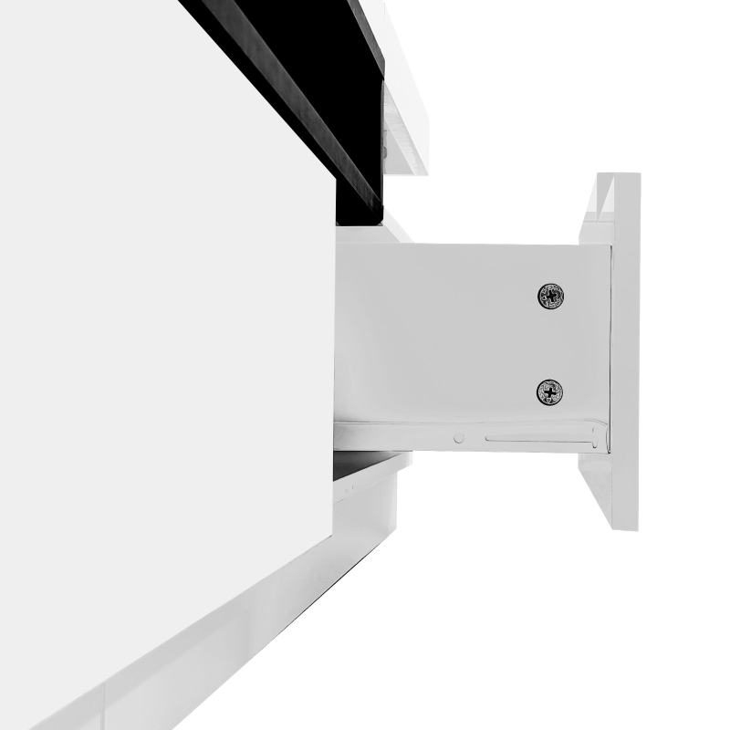 Mobile TV Moderno Lucido con LED a 16 Colori, 3 Cassetti, Apertura Silenziosa e Fluida, 160x39x42 cm, Bianco