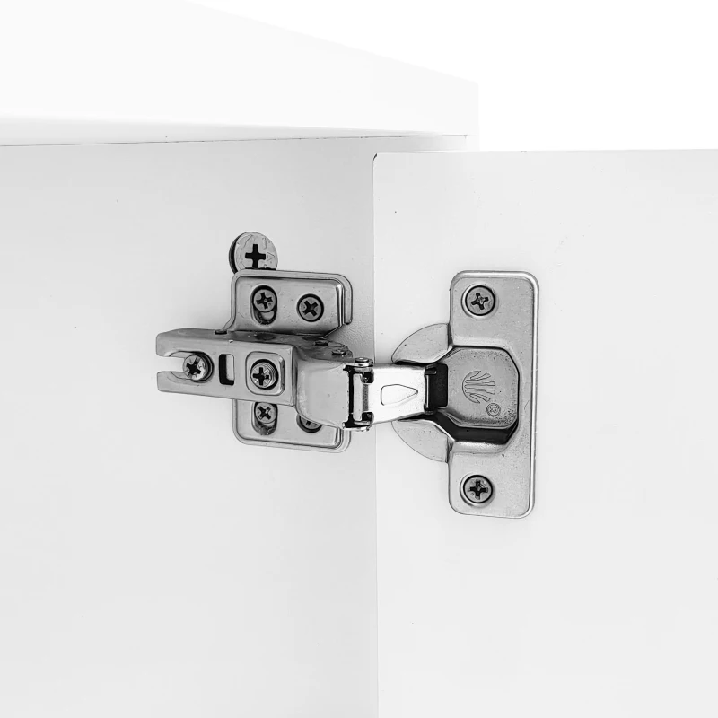 Mobile TV Moderno con Gambe e Maniglie Dorate, Ante Pratiche in Design a Scanalature e Vetro Curvo, 170×35×50 cm, Bianco