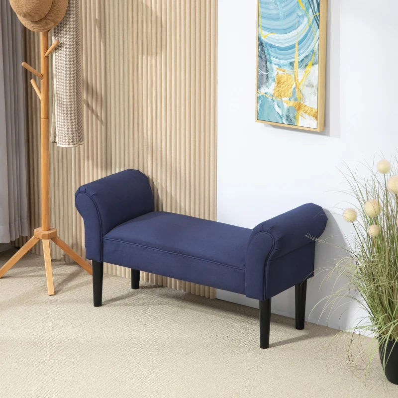 HOMCOM Tapicerowana Ławka do Sypialni i Przedpokoju, do 130 kg, 102 x 36 x 51 cm, Niebieska