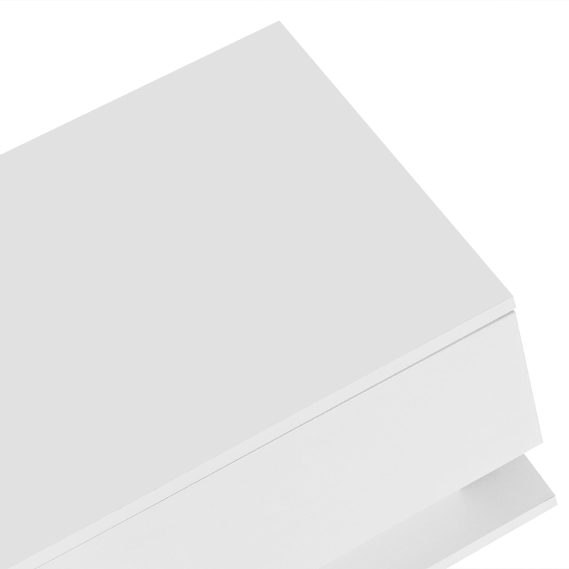 Tavolino Salotto Moderno Lucido con Illuminazione LED, con Piano in Vetro e Cassetto, Resistente ai Graffi, 100x50x32 cm, Bianco