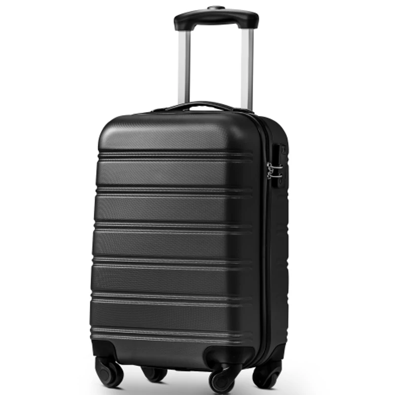 20/24/28 Inch Set of 3 ABS Hard Shell 4-Wheel Travel Luggage with Silent Wheels, Secure Combination Lock, Trolley Suitcase Set, Black