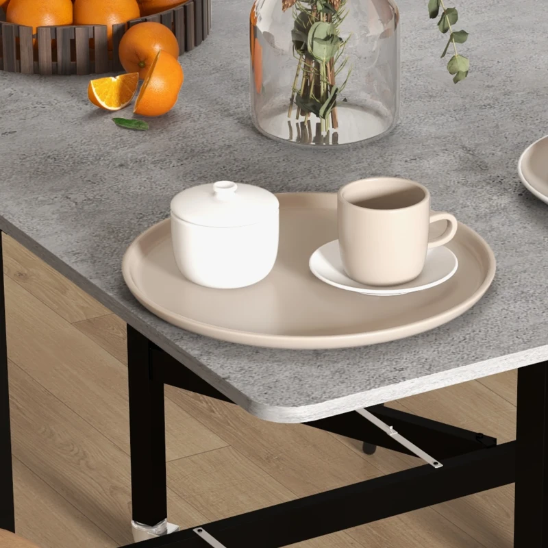 HOMCOM Masă Pliabilă pentru 4-6 Persoane, Masă de Bucătărie Modernă cu Spațiu Economic și 6 Roți, 120x80x73 cm, Gri(m-9)