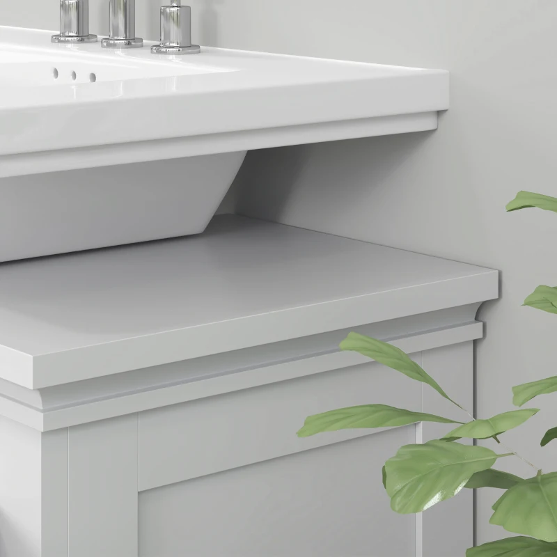HOMCOM Móvel para Lavatório Pousar Móvel para Lavatório Moderno com Prateleira Ajustável e Portas Magnéticas 60x30x60 cm Branco