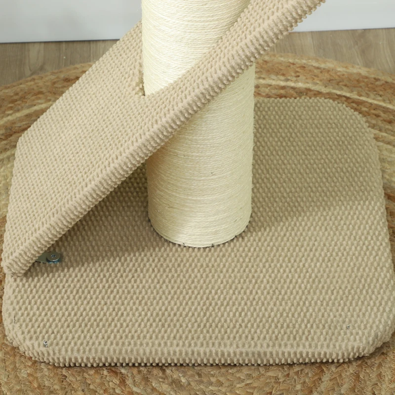 PawHut Krabpaal voor Katten, met Pad, Zuilen en Speelbal, Tapijt en Sisal, 84 cm, Lichtbruin