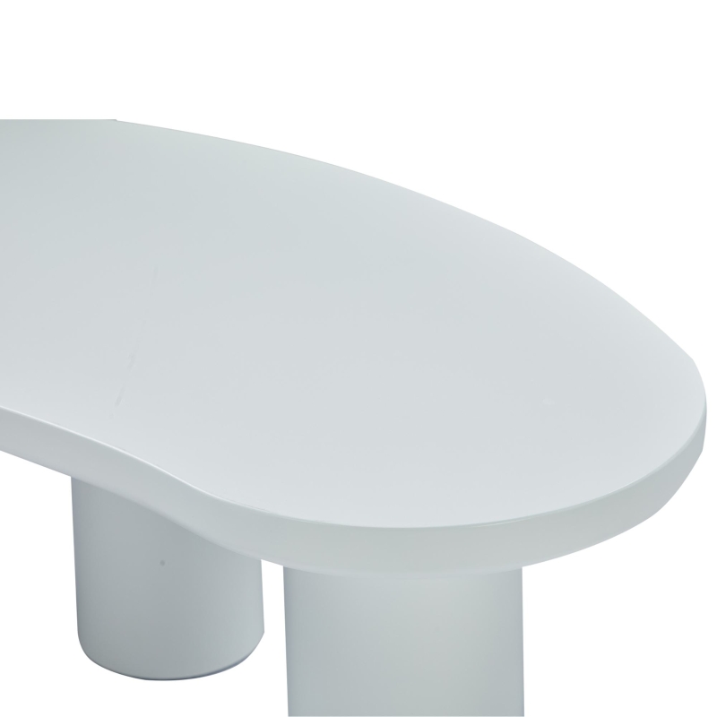 Table basse moderne en demi-lune, plateau en MDF, pieds en PVC avec feutre, Blanc