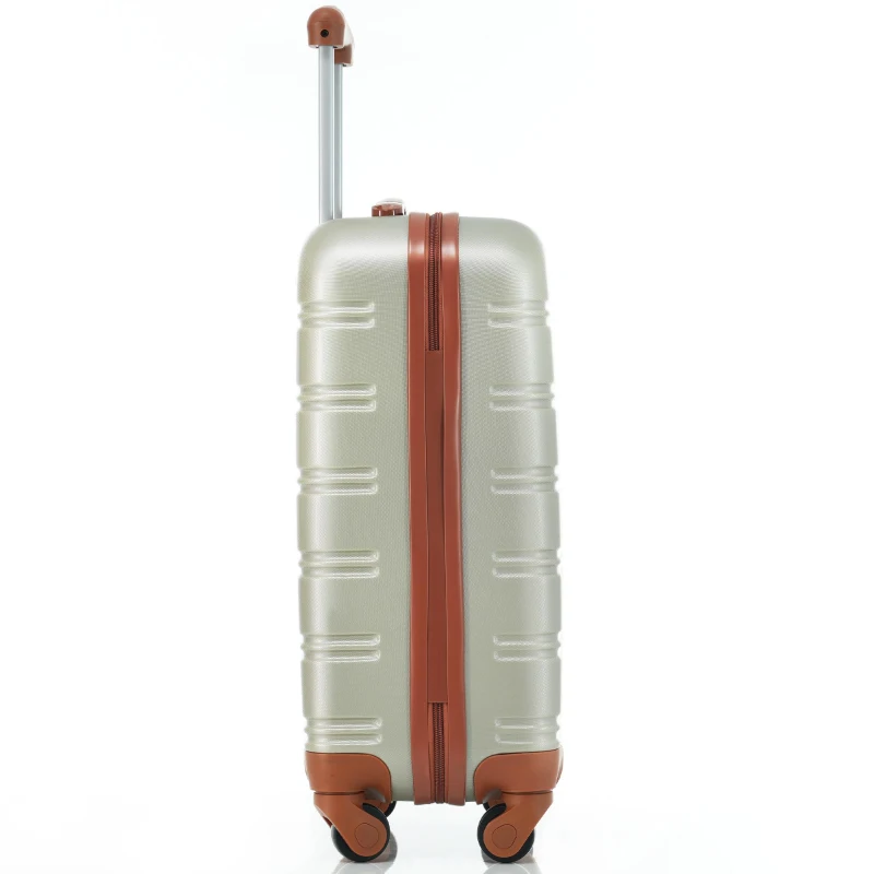 20" 4-Wheel ABS Hard Shell Travel Trolley Suitcase with Adjustable Handle, Luggage with Secure Lock, 35L x 23W x 57H cm, Brown+Green