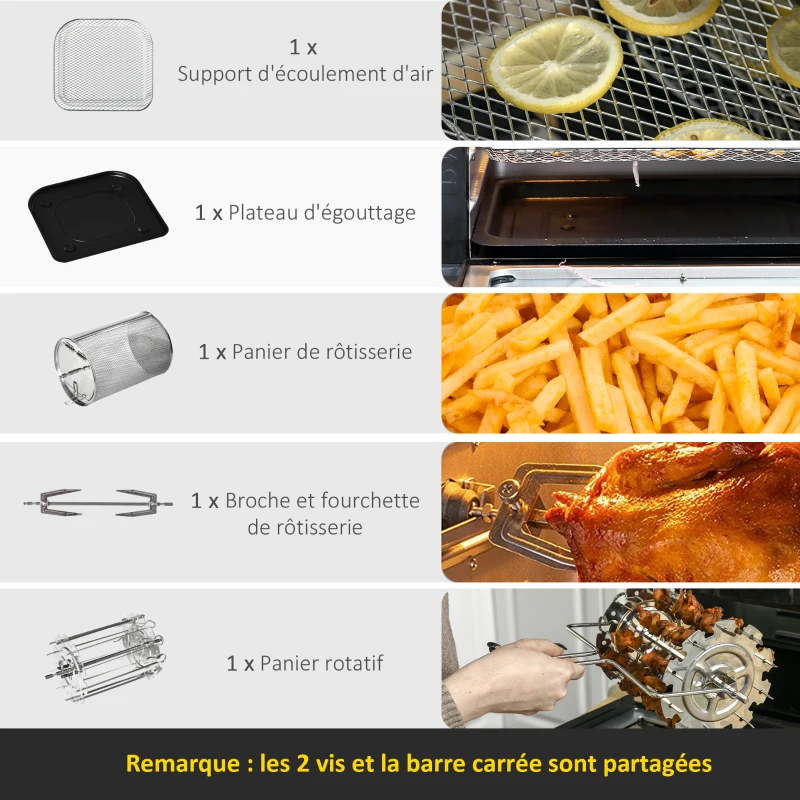 HOMCOM Friteuse à air 1800W 11L - Air Fryer, friteuse sans huile mini four multifonction déshydrateur 8 programmes
