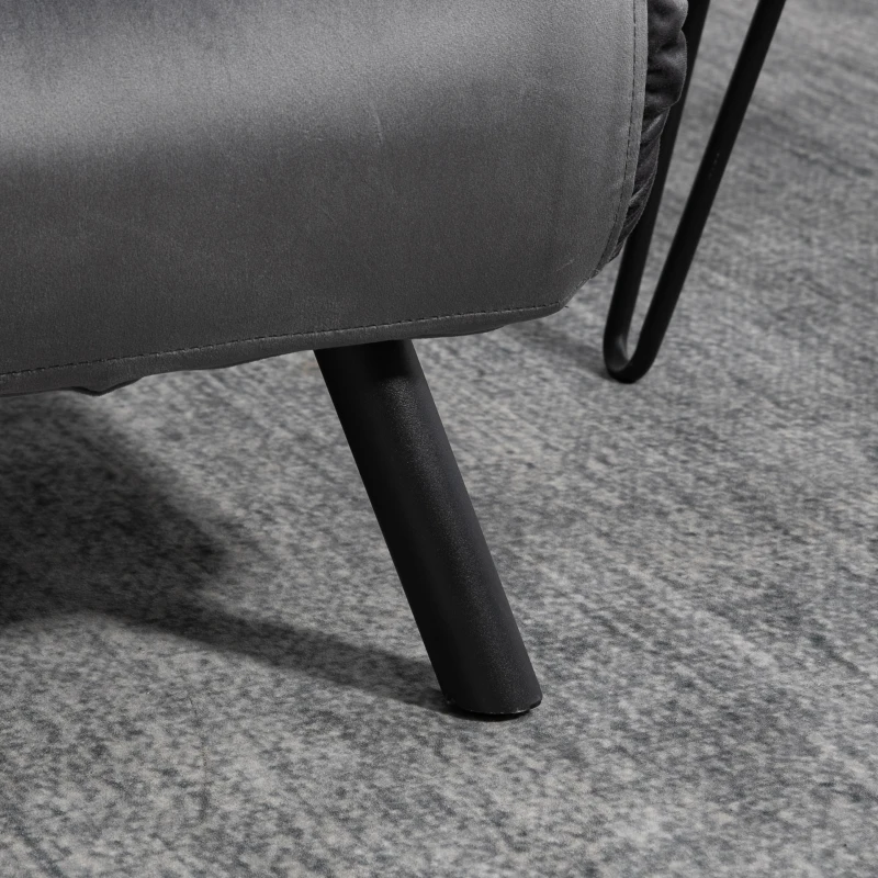 HOMCOM Dwuosobowa rozkładana sofa Regulowane oparcie Stal Ciemnoszary