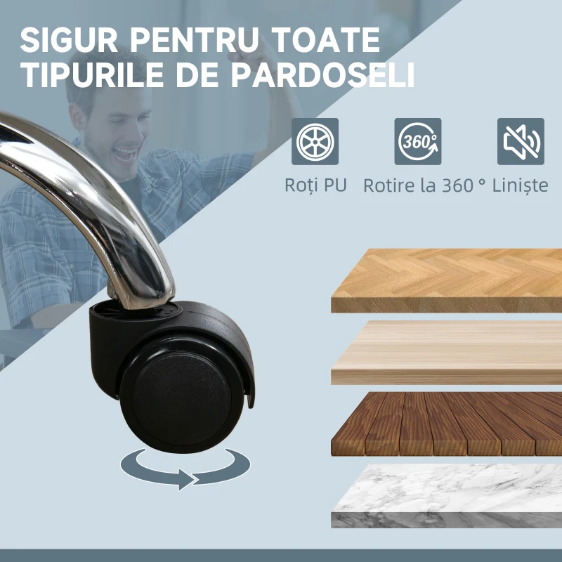Vinsetto Scaun de Birou cu Masaj, Încălzire, Înălțime Reglabilă și Suport pentru Picioare, 67x67x113-121 cm, Gri(m-8)