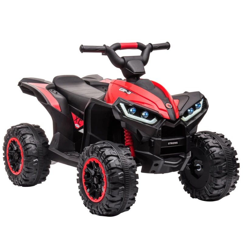 HOMCOM Elektro-Kinderquad, LED-Scheinwerfer, MP3-Player, Stoßdämpfer, ergonomischer Sitz, Rot+Schwarz(m-15)