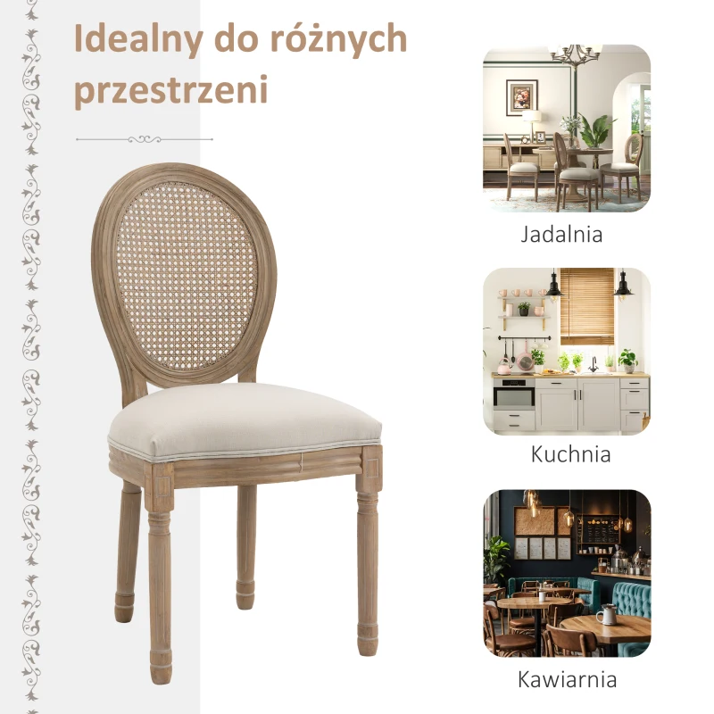 HOMCOM Zestaw 2 krzeseł do jadalni 49 cm x 56 cm x 96 cm