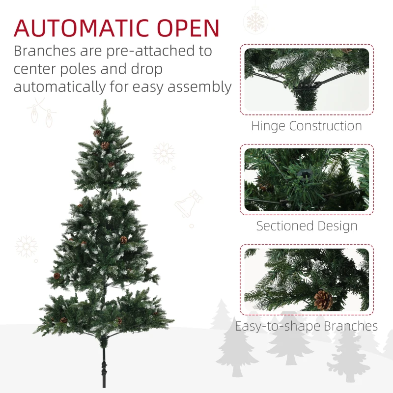 HOMCOM 6ft LED Pre-Lit Artificial Christmas Tree, with Base