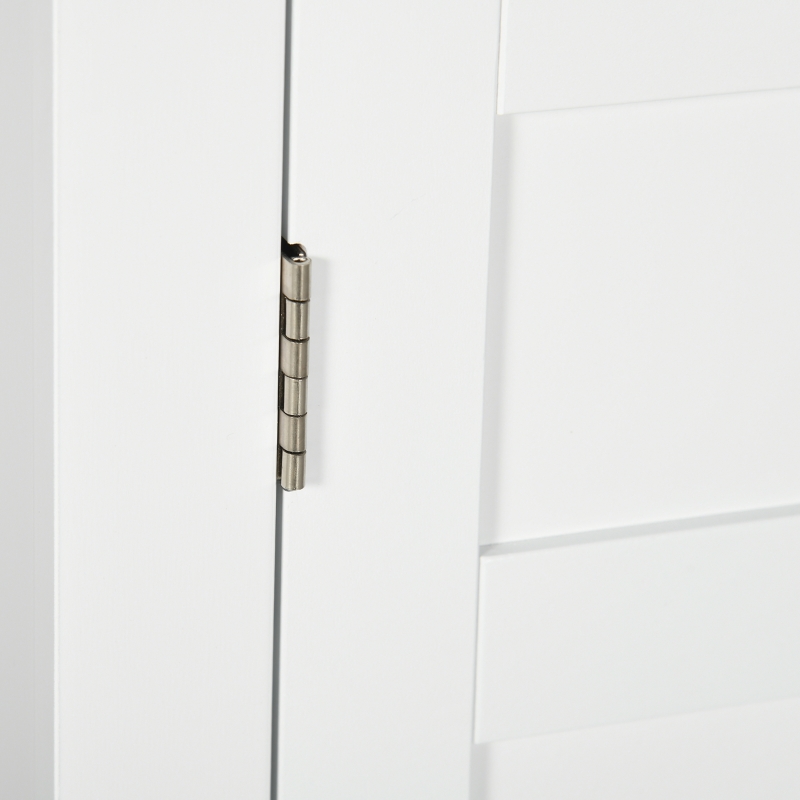 kleankin Armário Casa de Banho de Parede com Prateleiras Ajustáveis e Portas com Fechadura Magnéticas 58x24x60 cm Branco