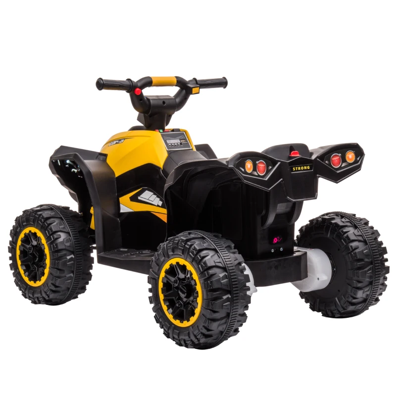 HOMCOM Elektro-Kinderquad, LED-Scheinwerfer, MP3-Player, Stoßdämpfer, ergonomischer Sitz, Gelb+Schwarz(m-13)
