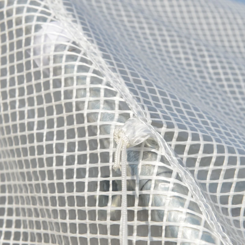 Outsunny Estufa Tipo Túnel 800x300x200cm com 12 Janelas e Porta Enrolável Cobertura de PE 140g/m² e Aço para Cultivo de Plantas Verduras Branco