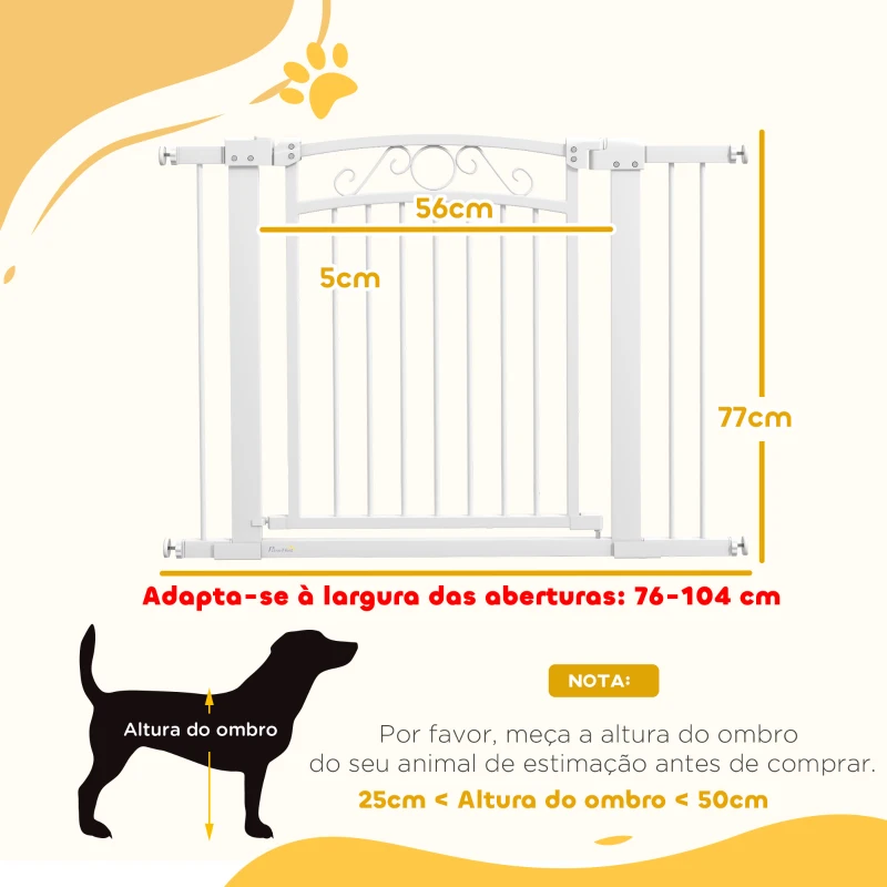 PawHut Barreira de Segurança para Cães Extensível 76-102 cm Barreira para Animais de Estimação com 2 Extensões Branco
