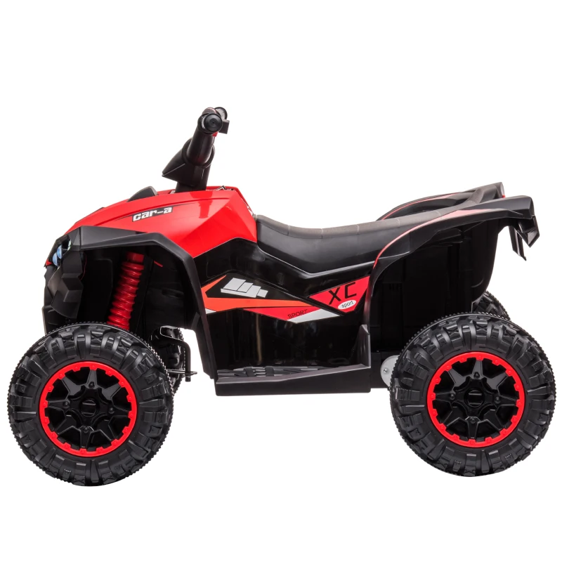 HOMCOM Elektro-Kinderquad, LED-Scheinwerfer, MP3-Player, Stoßdämpfer, ergonomischer Sitz, Rot+Schwarz(m-12)