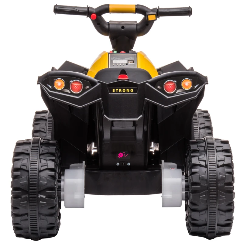 HOMCOM Elektro-Kinderquad, LED-Scheinwerfer, MP3-Player, Stoßdämpfer, ergonomischer Sitz, Gelb+Schwarz(m-14)