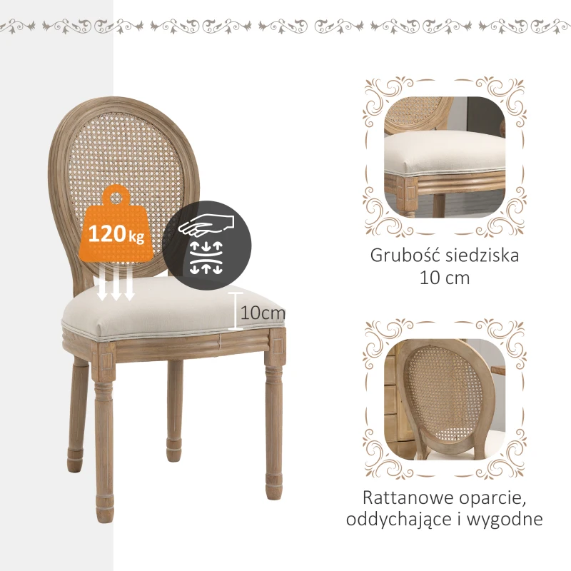 HOMCOM Zestaw 2 krzeseł do jadalni 49 cm x 56 cm x 96 cm