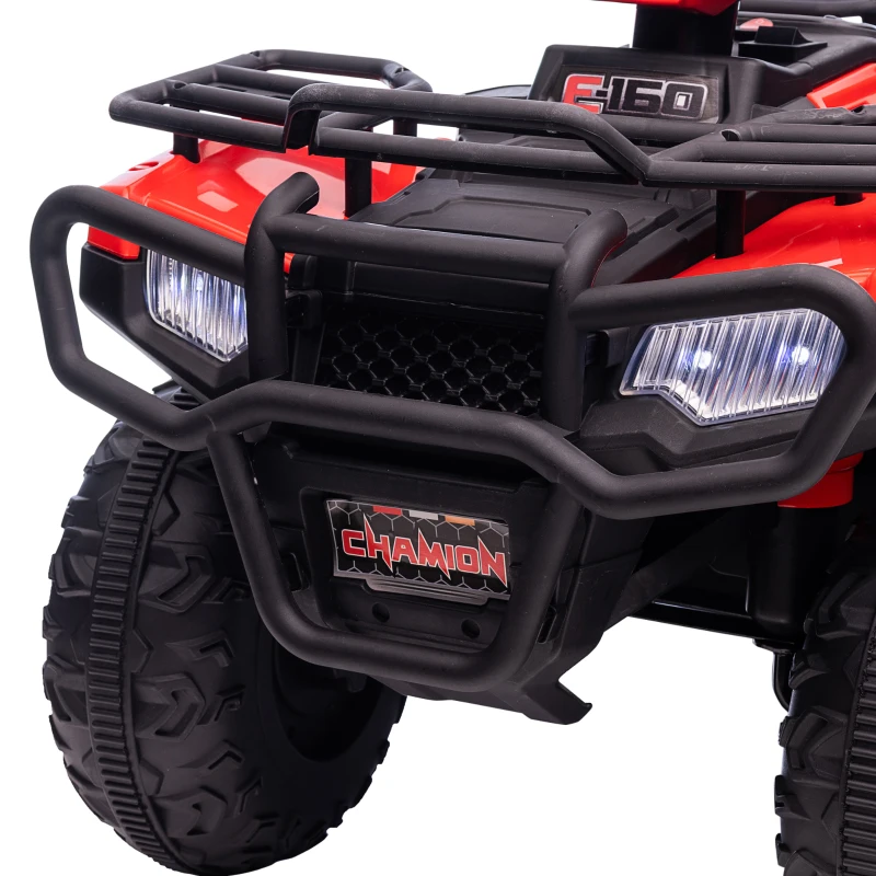 HOMCOM Kinder-Elektroquad, max. 4 km/h, ab 3 Jahren, LED-Scheinwerfer, Musikanschluss, schwarz+rot 88 x 45 x 50 cm