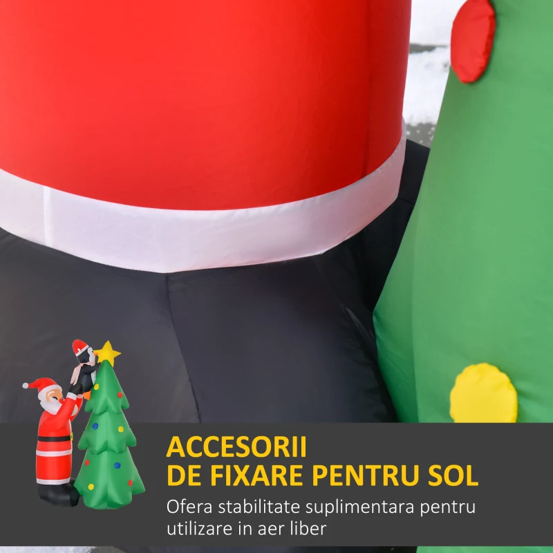 Homcom Mos Craciun Gonflabil – 180 cm cu LED, Brad & Pinguin