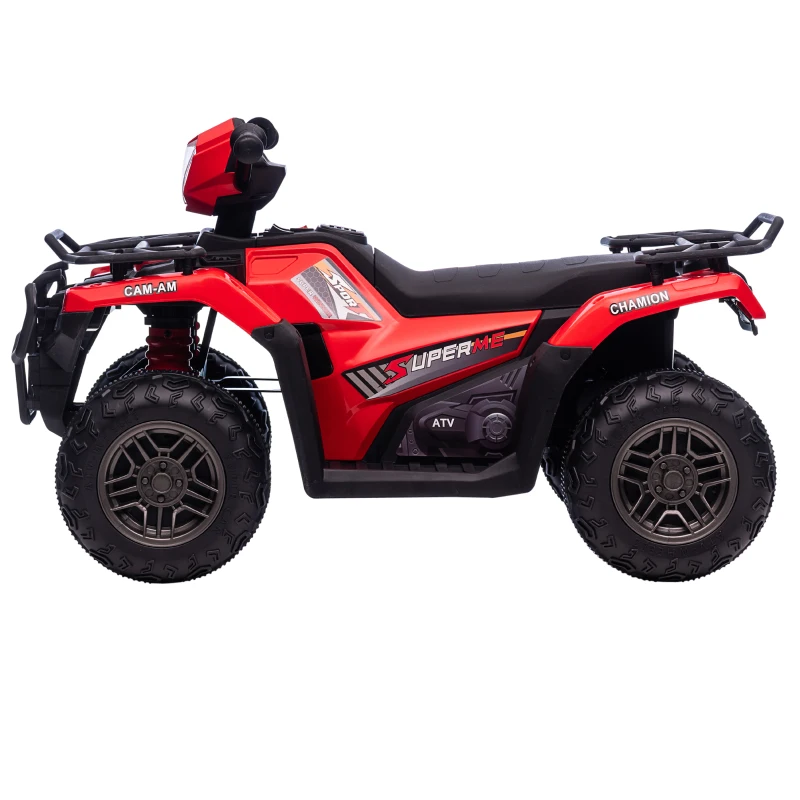 HOMCOM Kinder-Elektroquad, max. 4 km/h, ab 3 Jahren, LED-Scheinwerfer, Musikanschluss, schwarz+rot 88 x 45 x 50 cm