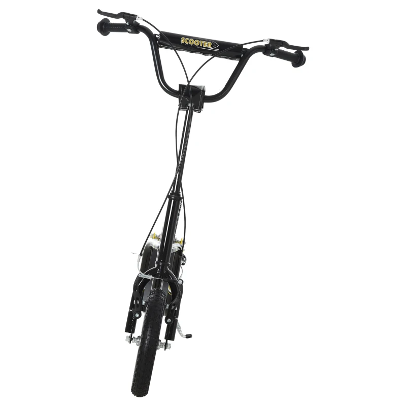 HOMCOM Kinderroller ab 5 Jahre Scooter Kinderscooter Tretroller Cityroller Kinder Roller Kickboard mit Luftreifen 12 Zoll Gummi Aluminium Schwarz 120 x 58 x 85-95 cm