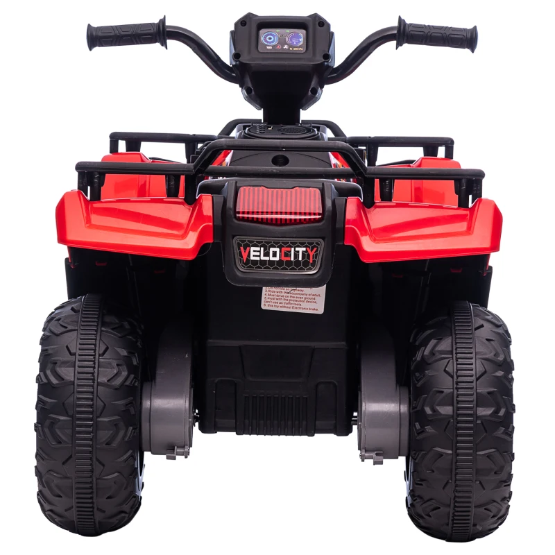 HOMCOM Kinder-Elektroquad, max. 4 km/h, ab 3 Jahren, LED-Scheinwerfer, Musikanschluss, schwarz+rot 88 x 45 x 50 cm