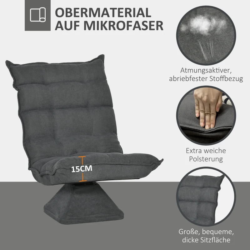 HOMCOM Relaxsessel Lesesessel, drehbar, Leinenoptik, 62 cm x 70 cm x 95 cm, Grau