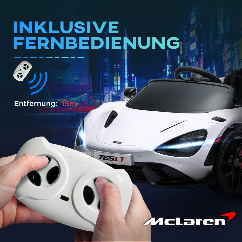 AIYAPLAY Elektrische Kinderauto met Vleugeldeuren, Afstandsbedienbaar, Zachte Start en LED-verlichting, Wit(m-8)