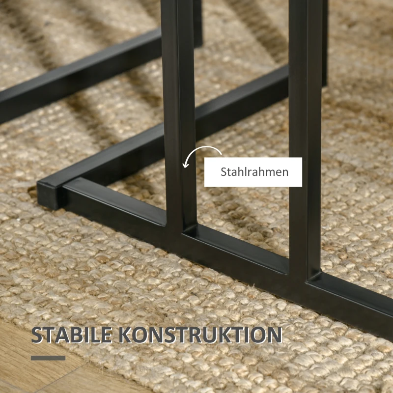 HOMCOM Zestaw jadalniany, 4-elementowy, stół, 2 taborety i ławka, kompaktowy, metalowa rama, Szary