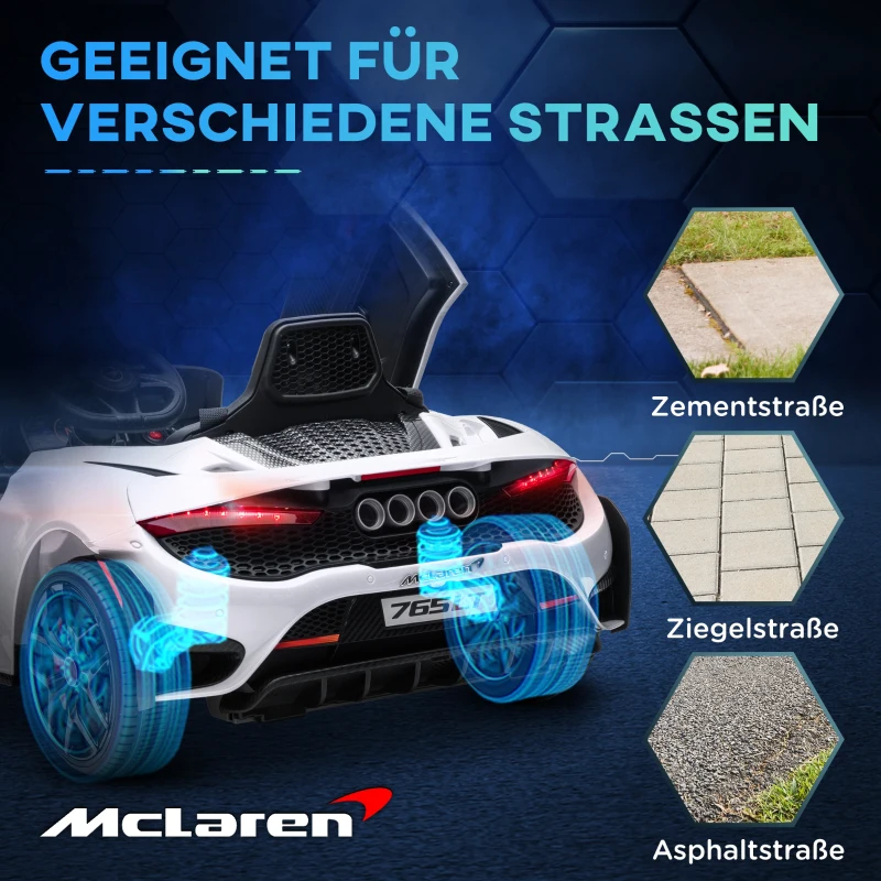 AIYAPLAY Elektrische Kinderauto met Vleugeldeuren, Afstandsbedienbaar, Zachte Start en LED-verlichting, Wit(m-7)