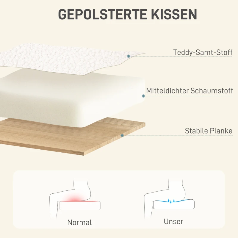 HOMCOM Thuiskantoor Stoel, Hoogteverstelbare Bureaustoel met Wielen, Fluweelachtige Bekleding, Metalen Basis, Crèmewit