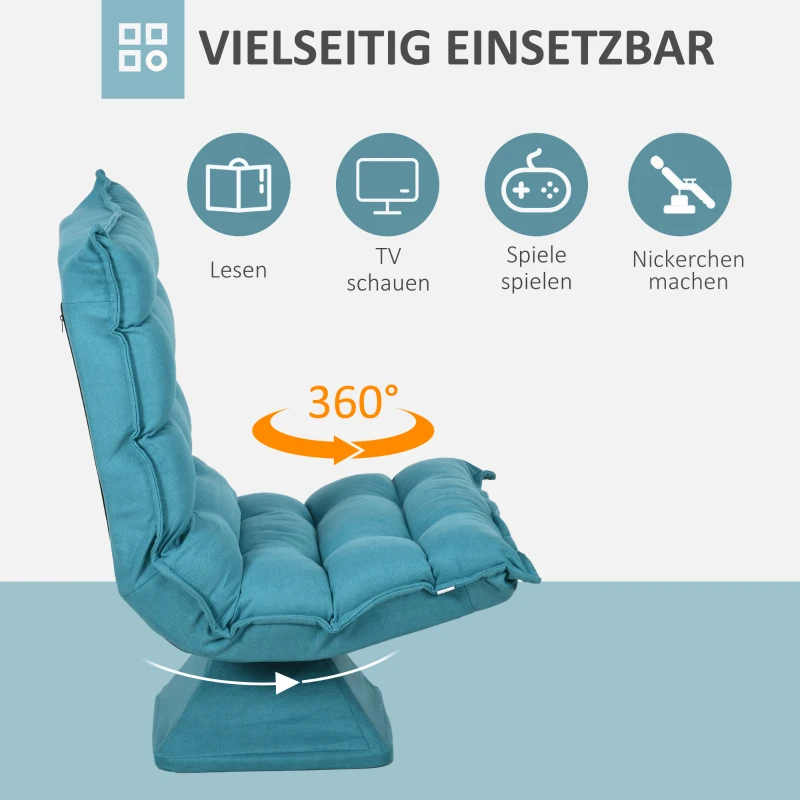 HOMCOM Relaxsessel Lesesessel, drehbar, Samtoptik, 62 cm x 70 cm x 95 cm, Blau