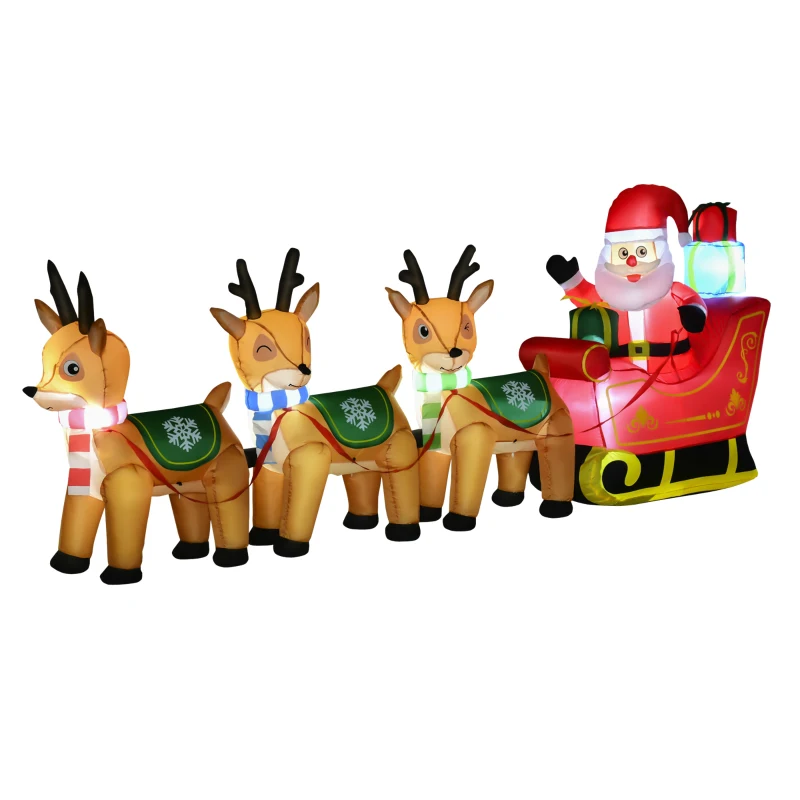 Opblaasbare kerstman op slee kerstversiering