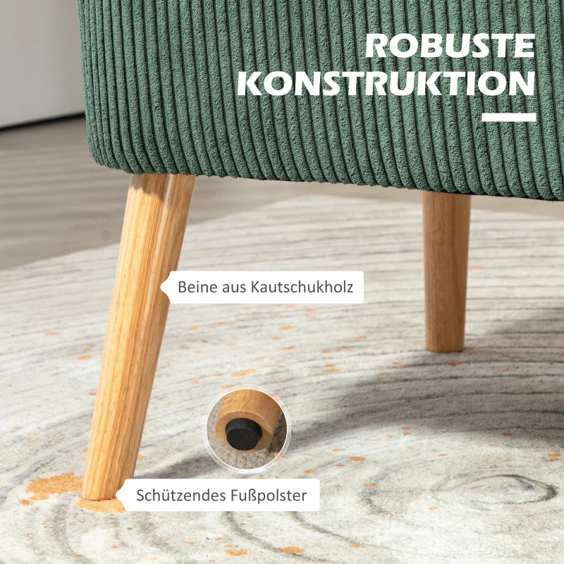 OMCOM Tweezits Gestoffeerde Sofa, Hout, Zacht Polyester, Schuim, 117 x 56,5 x 77 cm, Groen(m-5)