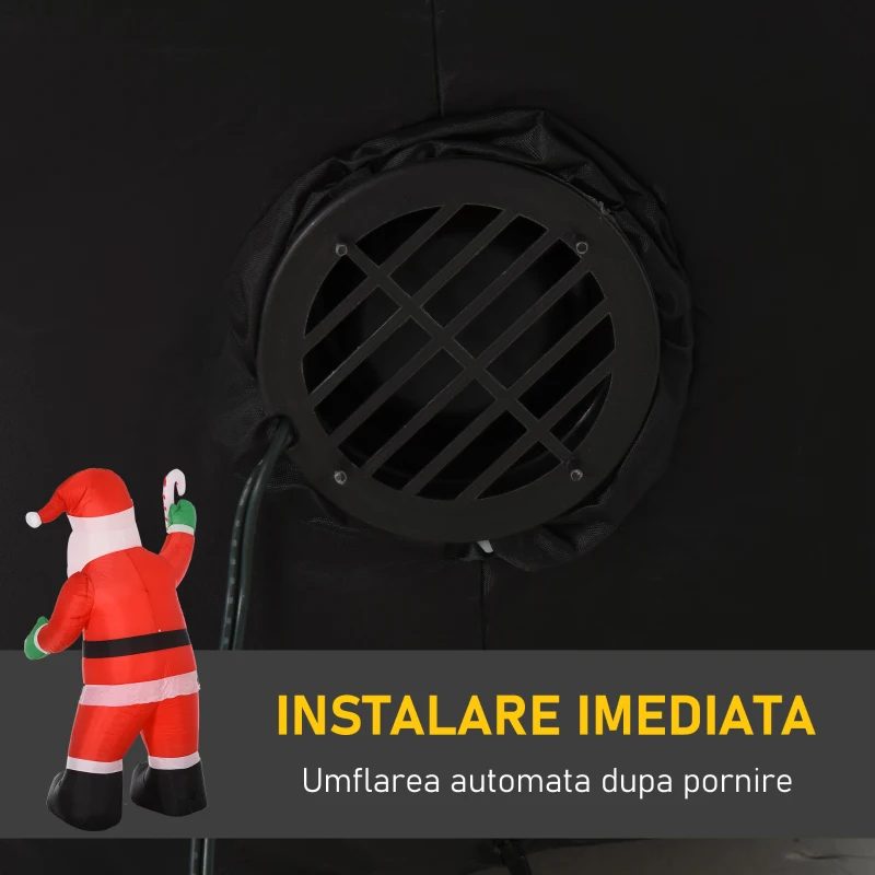 HOMCOM Mos Craciun gonflabil cu lumini LED, 125x95x243 cm