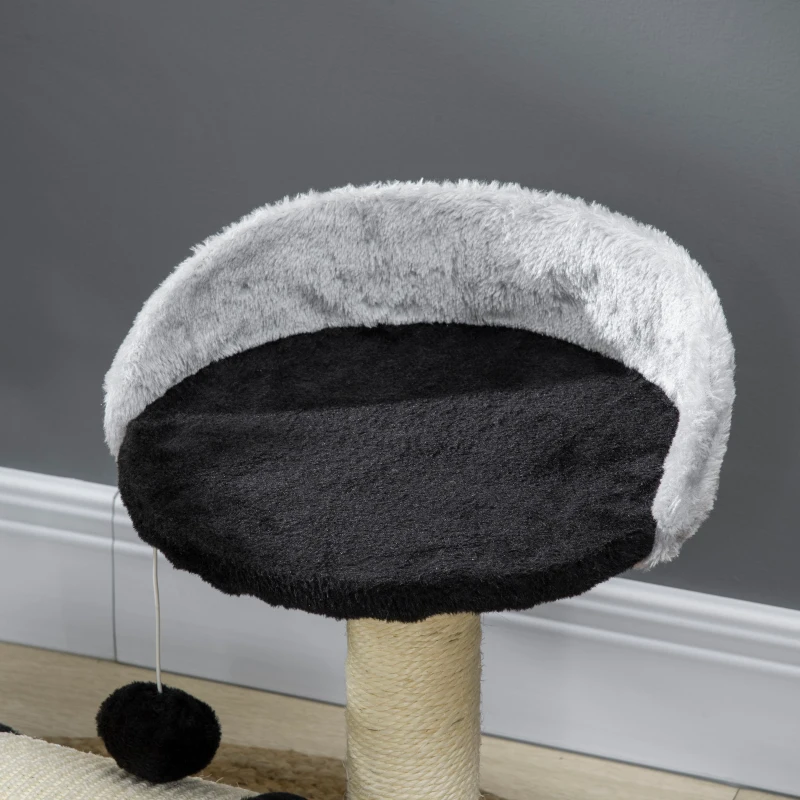 PawHut Kratzbaum Katzenbaum mit Spielbällen Katzenkratzbaum Sisalseil-Kratzstangen Schwarz 35,5 x 37 x 46 cm