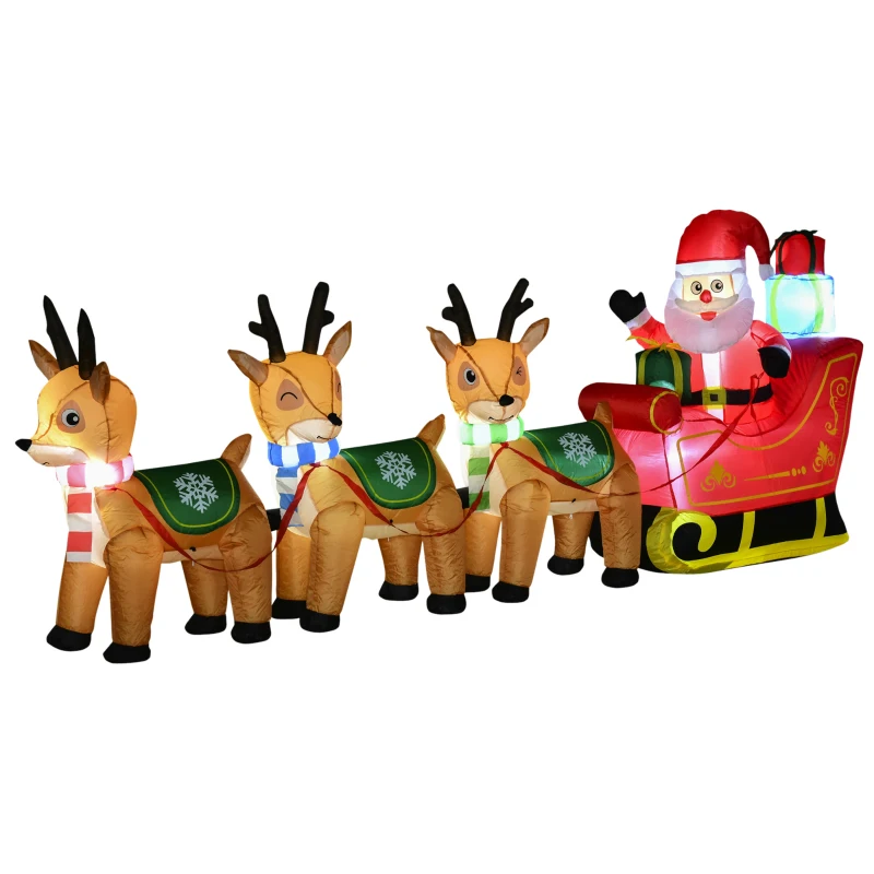 Opblaasbare kerstman op slee kerstversiering