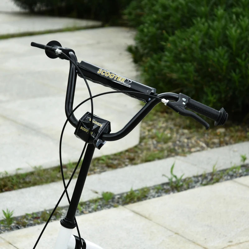 HOMCOM Kinderroller ab 5 Jahre Scooter Kinderscooter Tretroller Cityroller Kinder Roller Kickboard mit Luftreifen 12 Zoll Gummi Aluminium Weiß 120 x 58 x 85-95 cm