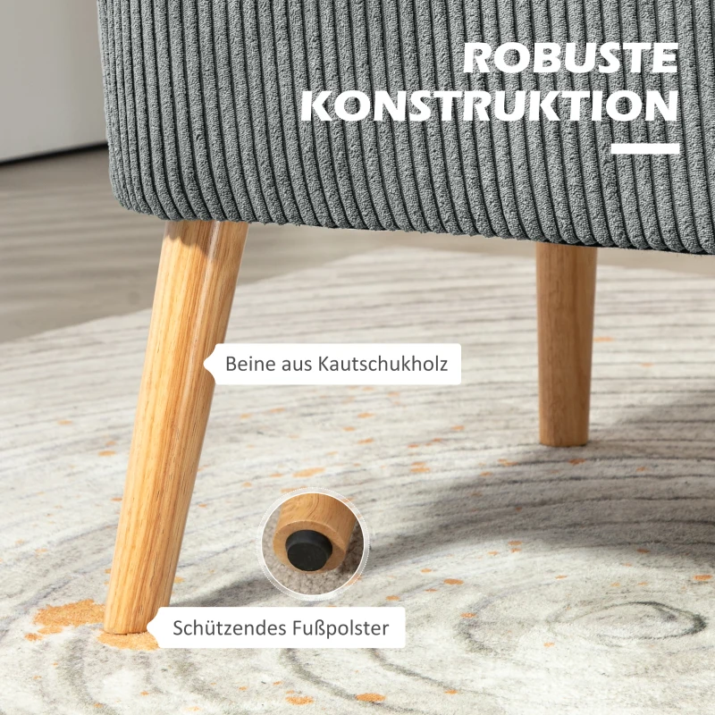 HOMCOM Tweezits Gestoffeerde Sofa, Hout, Zacht Polyester, Schuim, 117 x 56,5 x 77 cm, Grijs(m-5)