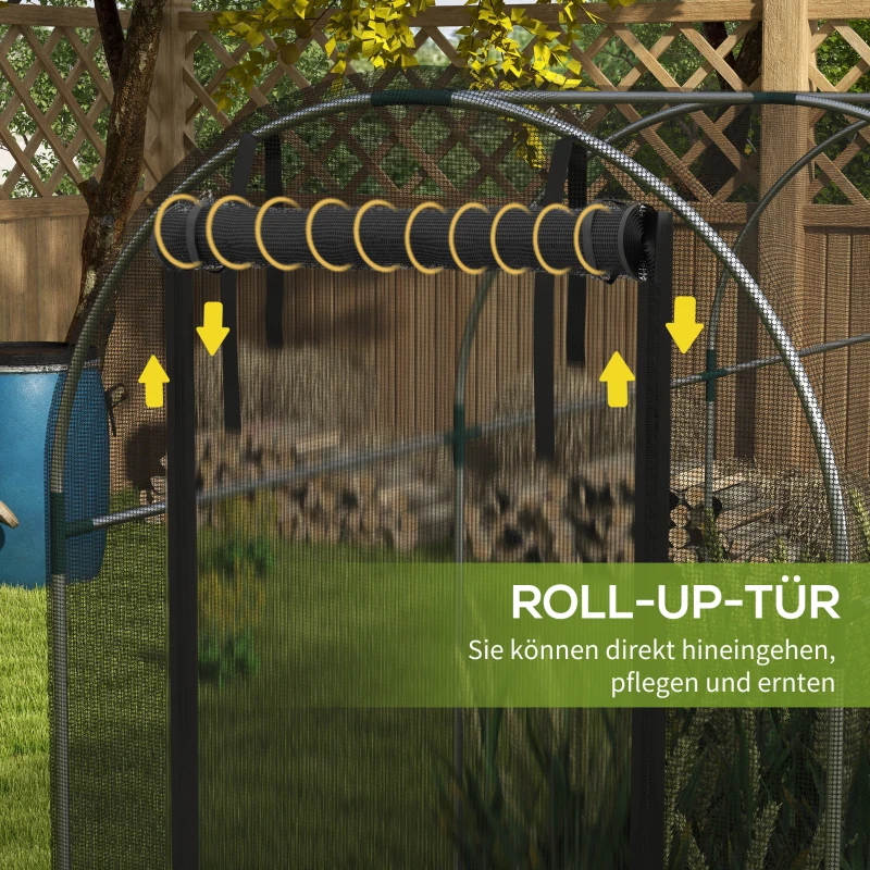 Outsunny Moskitiera ogrodowa 1,2 x 3,6 m z drzwiami, namiot ochronny dla roślin z siatką przeciw owadom i ramą stalową, do ogrodu, na balkon, HDPE, czarny