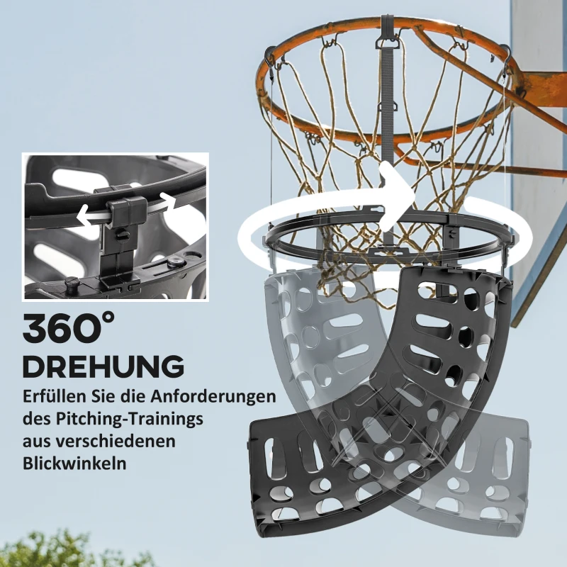 SPORTNOW Basketbal Terugkaatser, Hoogte Verstelbaar, 360° Draaibaar, Kunststof, 35,6L x 35,6B x 75,5H cm, Zwart