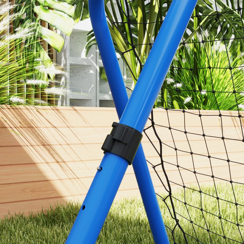 HOMCOM Siatka Rebounder do Piłki Nożnej, Składana, Ściana Odbijająca, Regulowana w 5 Poziomach, Metal, 78 x 84 x 65-78 cm, Niebieski