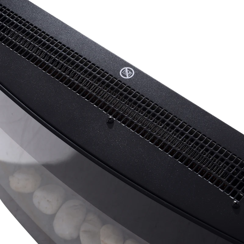 HOMCOM Elektrische kachel elektrische wandhaard haardkachel LED kiezelstenen roestvrij staal 1800 W warmte(m-8)